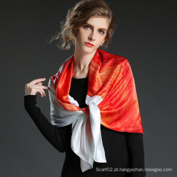 Printed Silk Satin Horse Big Square Scarf 100 * 100 Cm